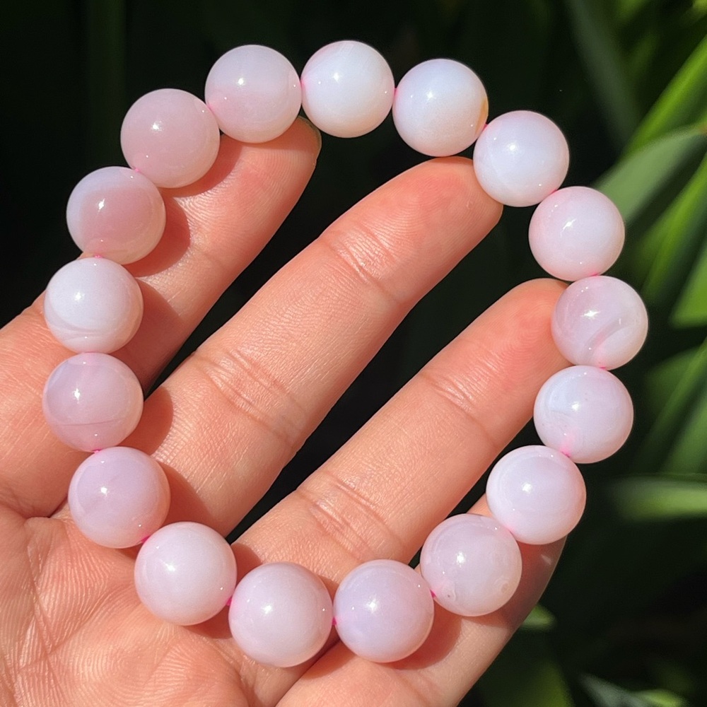 12.5mm strechable pink‎ Yanyuan agate bracelet